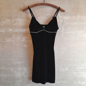 291a. black Wild Fable velvet spaghetti strap mini dress, XXS